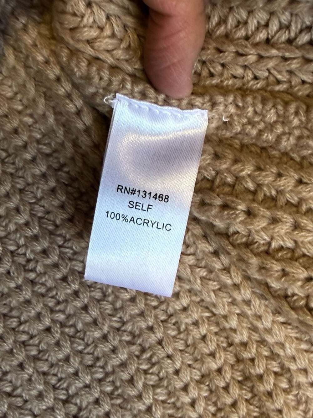 VICI Taupe Fringe Sleeve Chunky Knit Sweater NWT - Picture 5 of 6